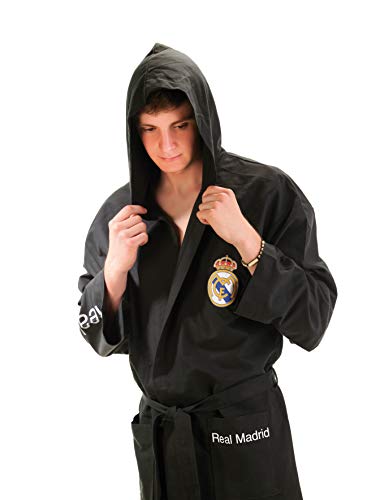 Real Madrid, Albornoz de Microfibra Talla M, Color Negro