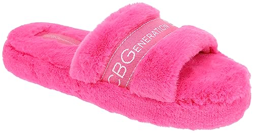 BCBGeneration Slippers for Women, Single Band Plush Slides, Size 5-6 to 9-10