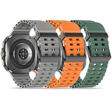 Laband Pacote com 3 pulseiras de silicone esportivo macio compatíveis com Samsung Galaxy Watch Ultra de 47 mm, pulseiras de substituição ajustáveis para Galaxy Watch Ultra de 47 mm, mulheres e homens