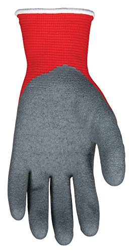 Memphis Gloves N9680S Ninja Flex Nylon Shell Gloves With Latex Dip Palm & Fingertips, Gray/Red, Small, 1-Pair #TOP2