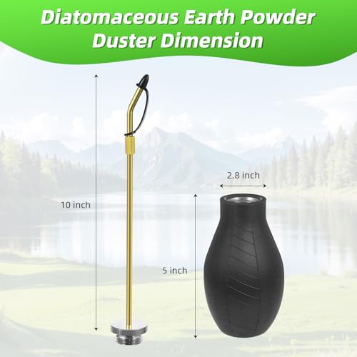Image of 2 Pack Diatomaceous Earth Powder Duster, Garden Powder Dispenser Diatomaceous Earth Applicator, Bulb Duster Sprayer for Home Powder with 9.8 in Extension Nozzle & Retractable Funnel & Measuring Spoon