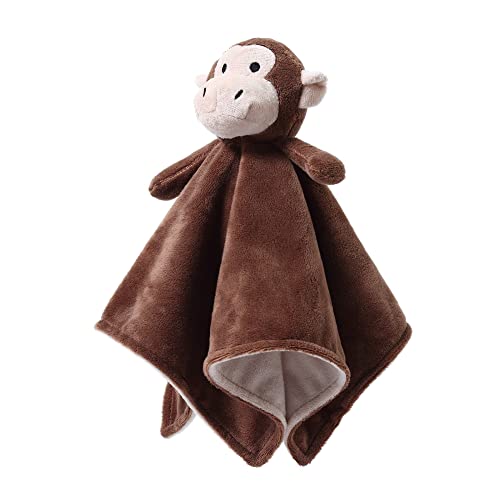 Image of CREVENT Cozy Plush Baby Security Blanket Loveys for Baby Boys with Animal Face, Baby Shower /Birthday Gifts for Newborns Infant Toddler (Brown Monkey)