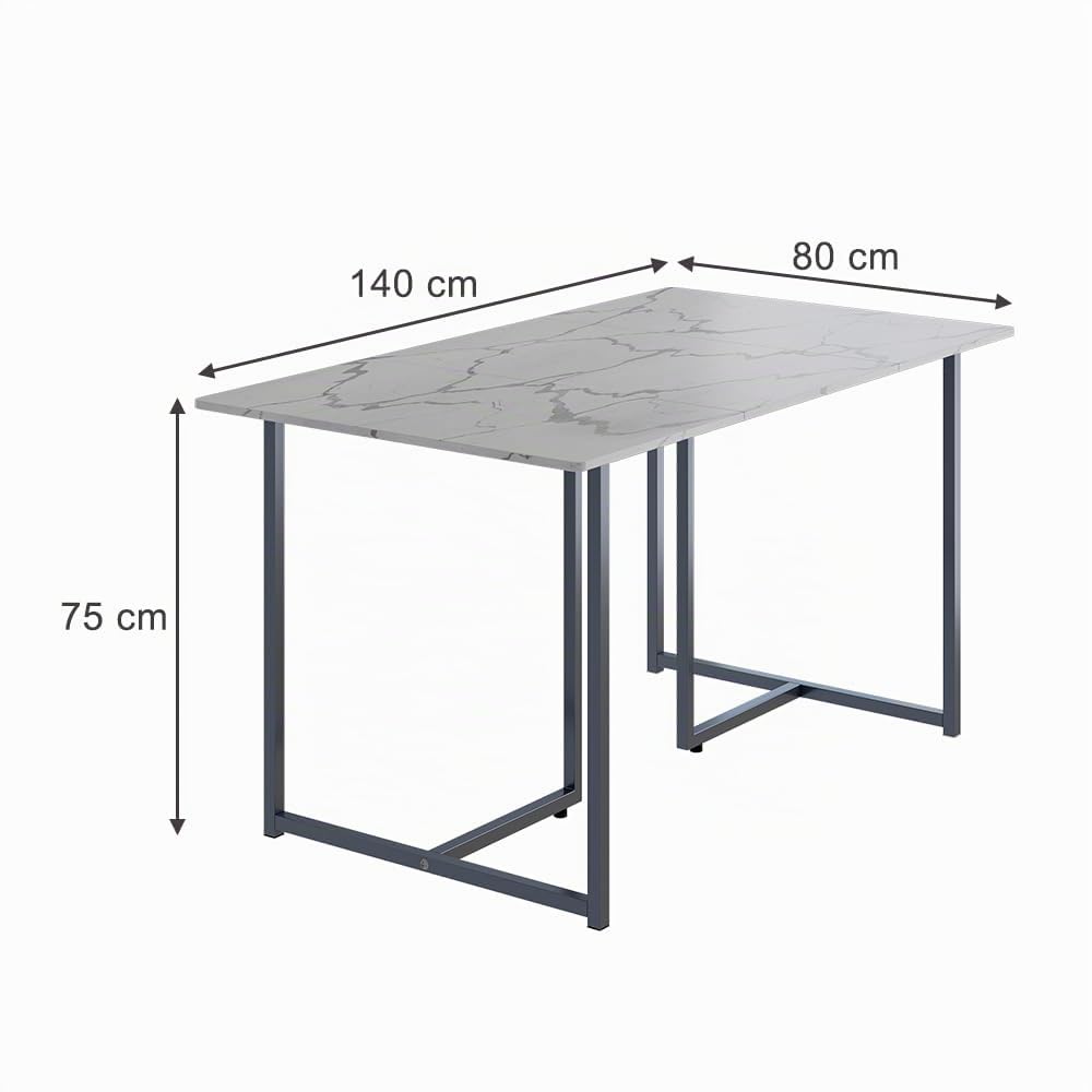 Vicco Tavolo da pranzo Merido, Grigio/marmo-bianco, 140 x 80 cm