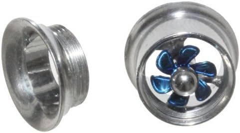 Flesh Tunnel Plug Fan Piercing Turbine Propeller Movable Blades Blue