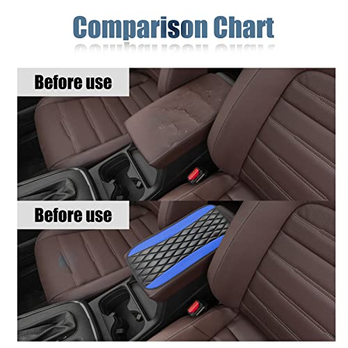 Car Center Console Cover, Universal Leather Waterproof Armrest Seat Box Cover Protector, Comfortable Car Decor Accessories Fit for Most Cars, Vehicles, SUVs -Blue