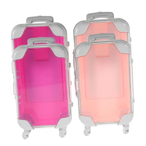 Healeved 4個ミニスーツケース型まげ収納ボックス 軽量ポータブル 大容量クリアデザイン 化粧品 まげエクステ収納用 ビューティーオーガナイ