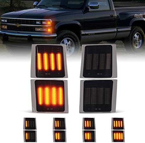 POPMOTORZ 4 Pack LED Front Corner Light Sequential Dynamic Side Marker Signal Light for Chevy C/K Series 1500 2500 3500 Chevy Tahoe/Chevy Suburban/Chevrolet Silverado 1994-1998 Pickup Truck