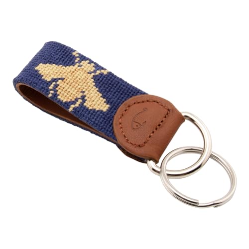 Image of Leather Hand-Stitched Needlepoint Key Fob or Key Chain