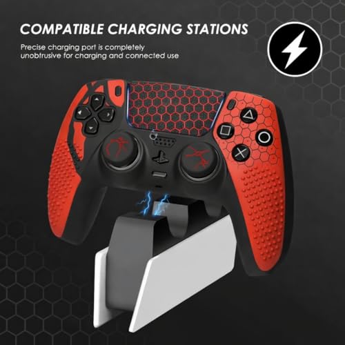 Image of Meyaar Anti-Slip Silicone Cover for PS5 Controller with Thumb Grip Caps & Touchpad Sticker Made for PS5 Controller Only. (Honeycomb)