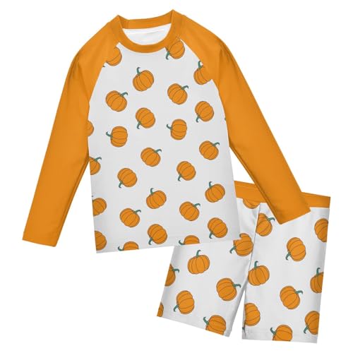 Boys Rash Guard Set Pumpkin Piece UP50+ Swim Set for Boys 3T-10T