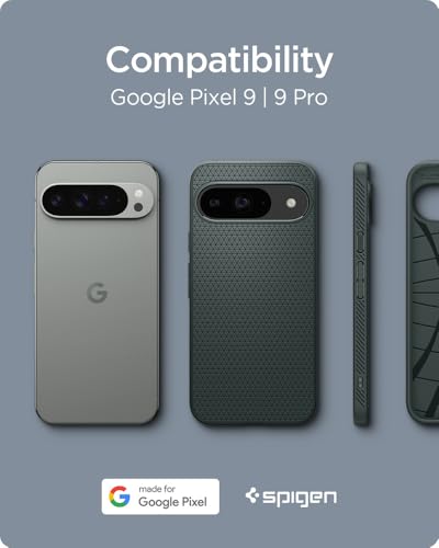 Image of Spigen Liquid Air Back Cover Case for Pixel 9 Pro /9, Durable Protection, Air Cushion Technology - TPU | Abyss Green