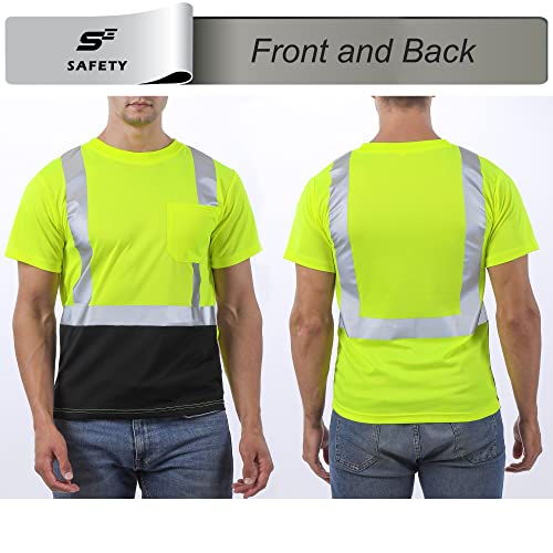 sesafety Hi Visibility Shirts for Men, Safety Shirts with Reflective Strips Class 2, Hi Vis Construction Work Shirt with Pocket Yellow M - Image 4