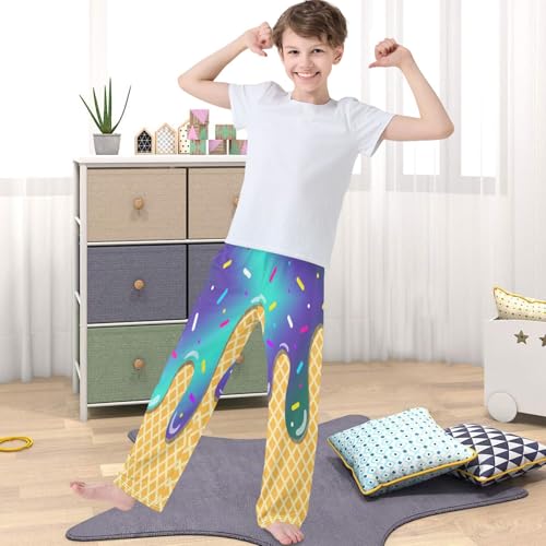 Boy's Pants Mint Blue Ice Cream Jogger Pants Elastic Waist Long Bottoms Trousers with Pockets 6-14 Years4