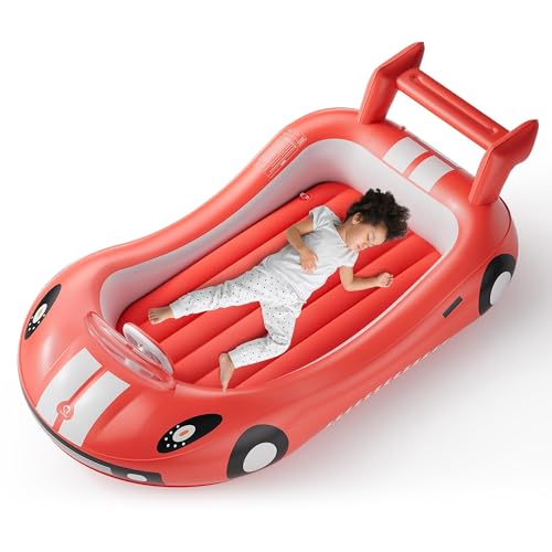 QPAU Inflatable Kids Bed, Toddler Travel Bed with Sides, for Camping, Traveling, Hotel, or Home Use, Hand Pump Included