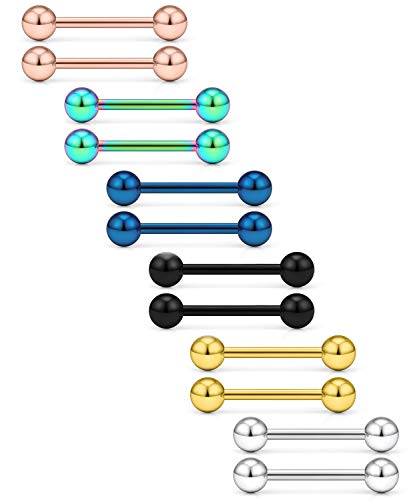 Ftovosyo 12G Stainless Steel Externally Threaded PA Tongue Nipple Shield Barbell Ring Bar Body Piercing Jewelry Retainer 12-16mm4