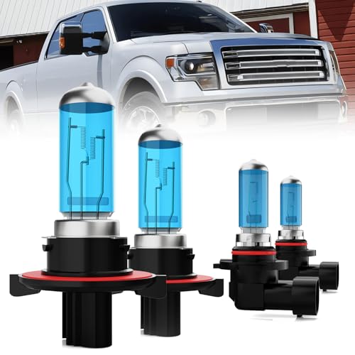 Image of Headlight Bulbs Compatible With Ford F150 F-150 2005-2014, 9008 /H13 High Low Beam + 9140 /9145 Fog Lights Halogen Light Bulb, Super Bright 6000K White, Plug and Play, Pack of 4