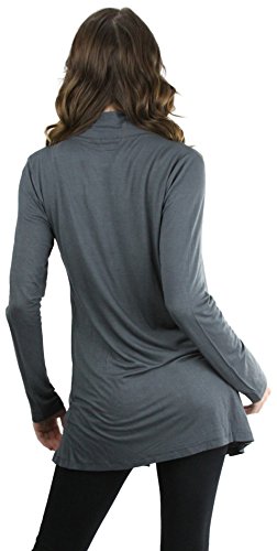 Image of ToBeInStyle Womens Open Front Long Sleeve Lightweight Asymmetrical Draped Cardigan with Side Pockets