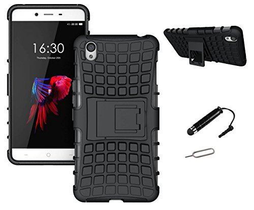 TCA One Plus X Kickstand Dual Layer Armor Hybrid Heat Radiation Net Back Case Cover For OnePlus X - Black + Mini Stylus + Pin