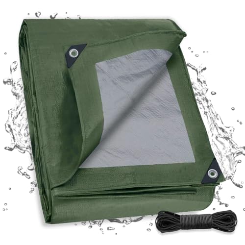 Dellna Lona de protección con ojales, 6 x 6 m, impermeable y estabilizada a los rayos UV, 130 g/㎡, lona de protección universal para camiones, piscina, camping, trampolín, muebles de jardín de madera