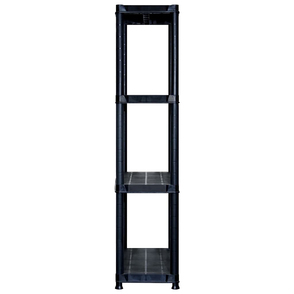 Regał magazynowy z tworzywa sztucznego z 4 półkami, czarny, 183 x 30,5 x 130 cm, zestaw 3 sztuk, do warsztatu, garażu, piwnicy, o dużej nośności i oszczędzającym miejsce systemie porządkowania