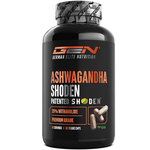 Ashwagandha Shoden® - 35% Withanolide Glykoside - Patentierter Ashwagandha Wurzelextrakt - Hohe Bioverfügbarkeit, hochdosiert, vegan - 60 Kapseln