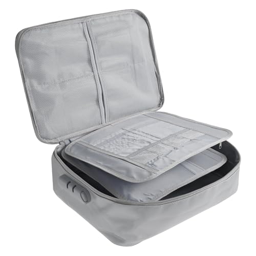 Bolsa de armazenamento de documentos com trava, organizador de documentos à prova de fogo com fechadura, caixa de documentos à prova d'água com isolamento térmico, organizador de arquivos, caixa de