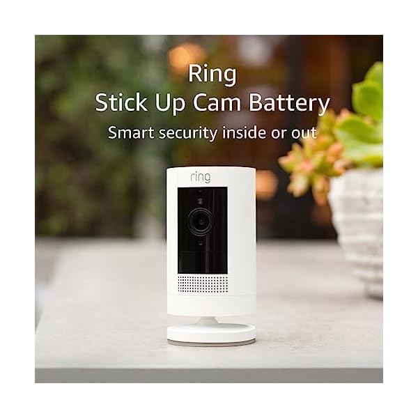 Ring Stick Up Cam Battery | Weather-Resistant Outdoor Camera, Live View, Color Night Vision, Two-way Talk, Motion alerts, Works with Alexa | White