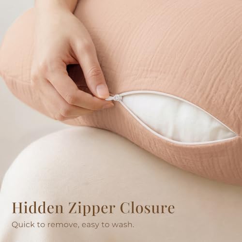 Image of Konssy 2-Pack Muslin Nursing Pillow Covers, Toffee Soft Slipcover for Baby