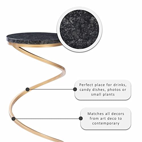 Powell Atlee Spiral Modern Metal And Granite Drink Table In Black And Gold #TOP7
