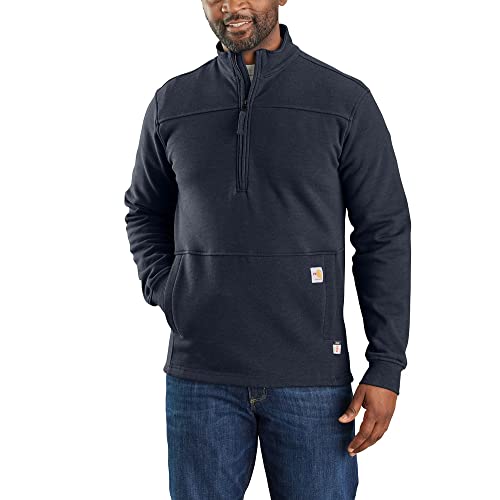 Image of Carhartt Men's Flame Resistant Rain Defender Relaxed Fit Mock Neck Fleece Pullover