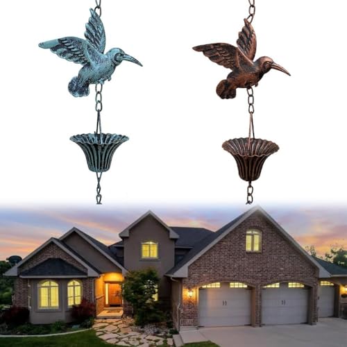 Mesmerizing Water Flow With An 8 5ft Stylish Metal Rain Chain Perfect For Enhancing Any Garden Or Patio Area (Blue)