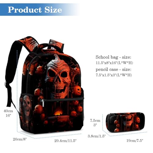Sac à dos zombie d'Halloween et trousse multicolore pour élèves - 2
