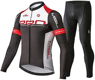 Mysenlan Men's Cycling Long Sleeve Breathable Jersey Set 3D Padded Long Pants Bike