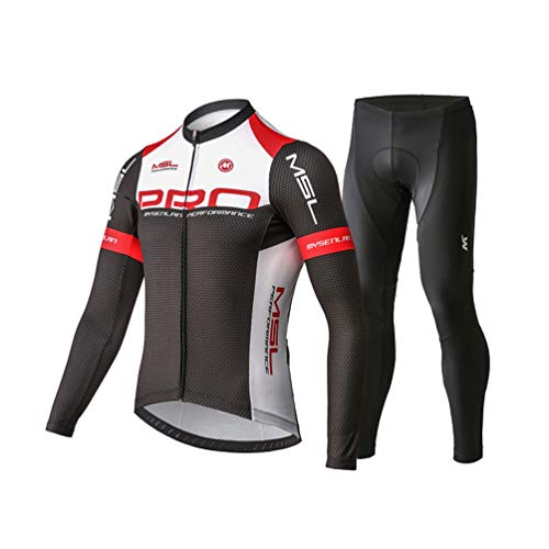 Mysenlan Men's Cycling Long Sleeve Breathable Jersey Set 3D Padded Long Pants Bike