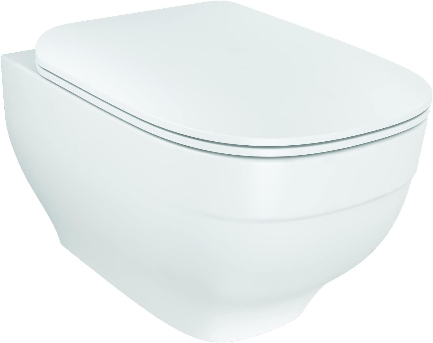 - Trace Wall Mounted Rimless Ceramic Toilet, P Trap, 10 years warranty, White, High Glaze, Water Saving Eco Flush, Safeshield Anti-Bacterial Protection