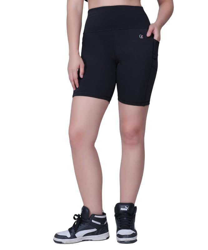 GZ Fashion Sportswear Shorts for Women | Athletic Shorts | Ideal for Exercise, Running, Yoga, Training & Daily Active Wear (Black) (Size - 2XL)-image-27