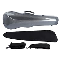 Keenso 4/4-Geigenkoffer, Leichte, Tragbare Violin-Tragetasche aus Kohlefaser mit Thermometer (Silber-Grau)