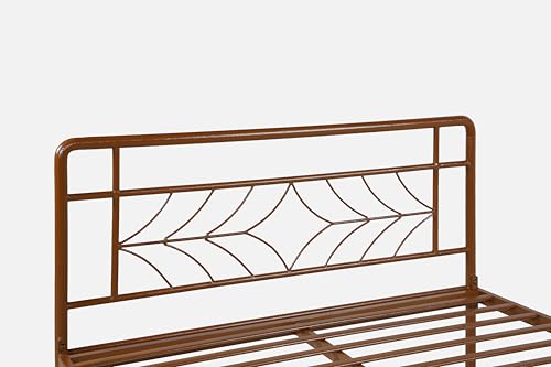 Image of Vara Metal Queen Size Bed Without Storage | Wrought Iron Double Bed with Headboard & Footboard | Sturdy Powder Coated Platform Bed Queen Size Cot for BedroomLivingRoom Brown (75x60)