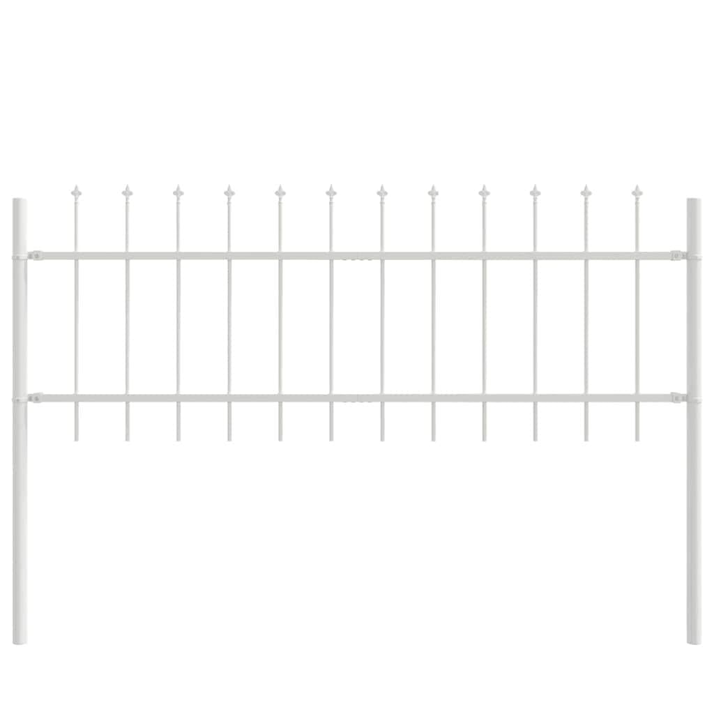 White Garden Fence Panel 4 Pcs 6.8 x 0.6 m Powder-Coated Steel Outdoor Privacy Barrier for Yard Boundary Decorative Border Secure Garden Enclosure