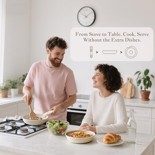 Image of Redchef Truly Non Toxic Pots and Pans Set Non Stick, Upgraded Ceramic Pan and Pot Set, PFAS PTFE PFOA PFOS Free, Kitchen Cookware Set with Detachable Handle, RV Camping with Frying Pans Set
