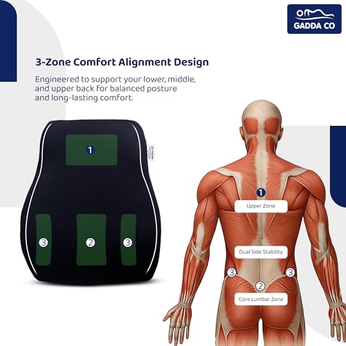Image of GADDA CO Back Support for Chair & Coccyx Seat Cushion Combo for Tailbone Pain Relief | Memory Foam Sitting Cushion for Office Chair, Car & Home | Relief from Back, Sciatica & Hip Pain (Mesh Black)