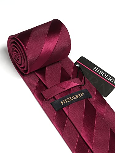 Image of HISDERN Mens Tie Striped Ties and Handkerchief Set Business Formal Woven Pocket Square Wedding College Stripe Necktie