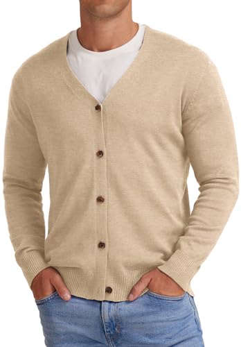 NITAGUT Men's Vintage Striped Long Sleeve Cardigan Sweater with Button V Neck Knitted Sweaters2