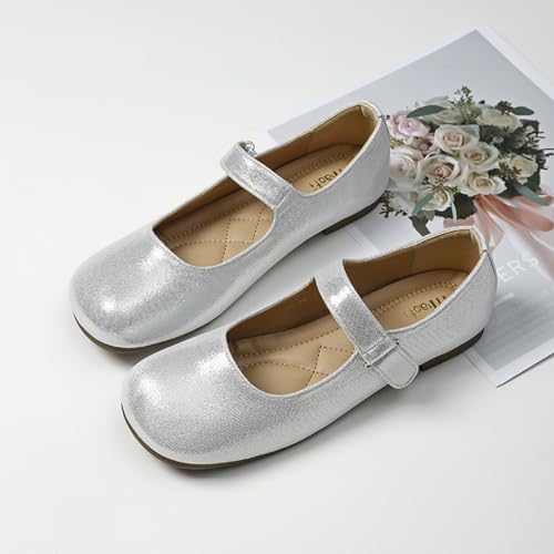 Amtopiyo Women's Square Toe Ballet Flats Hook&Loop Strap Mary Jane Shoes2