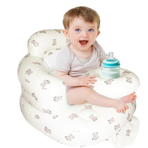 Baby Inflatable Seat with Tray for Babies 3-36 Months, Built in Air Pump, Baby Support Seat Summer Toddler Chair for Sitting Up, Baby Shower Chair Floor Seater, Infant Back Support Sofa
