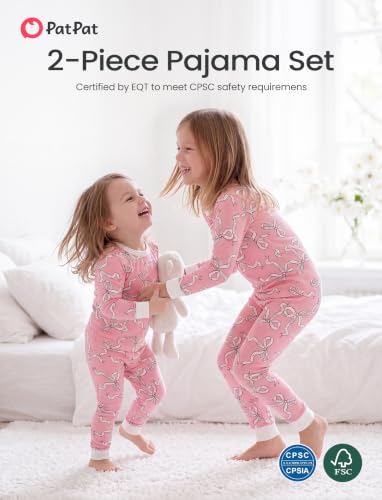 Image of PATPAT Toddler & Kids Pajama Sets with Bamboo Viscose, Snug Fit Pjs for Girls, All-Season Comfort Sleepwear, Ages 2-12 Years