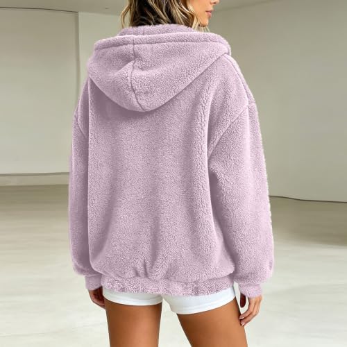Womens Sherpa Hoodie Jacket Zip Up Fuzzy Fleece Casual Warm Sweatshirt Coat - image 3