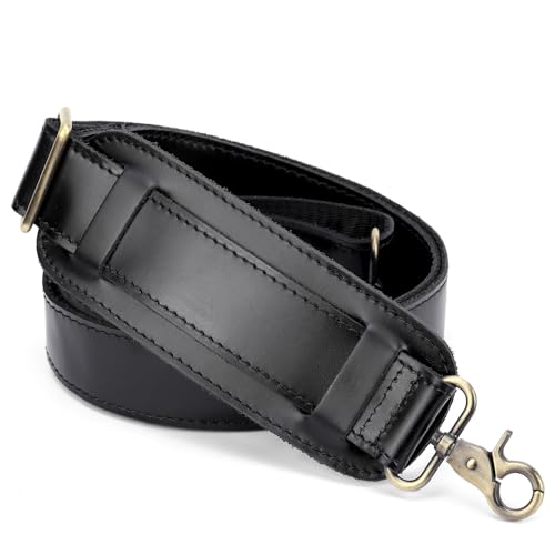 Image of Full Grain Leather Bag Strap Replacement - Adjustable Shoulder Strap for Messenger Briefcase Duffle Crossbody Bags
