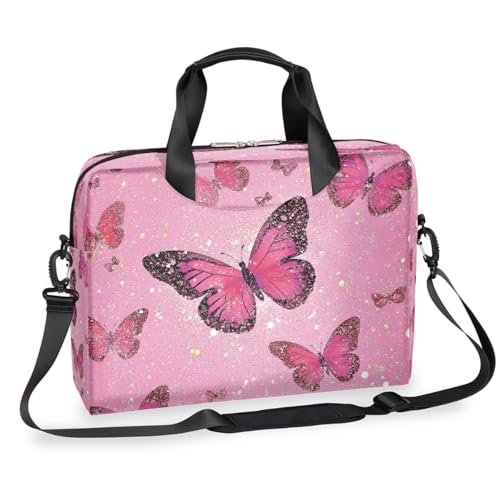 Maletín mensajero con brillo rosa para laptop 14-16" miniatura 1