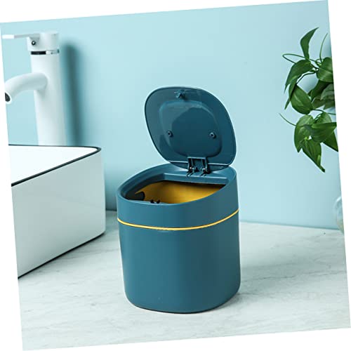 Mini bote de basura rectangular con tapa azul VOSAREA miniatura 5